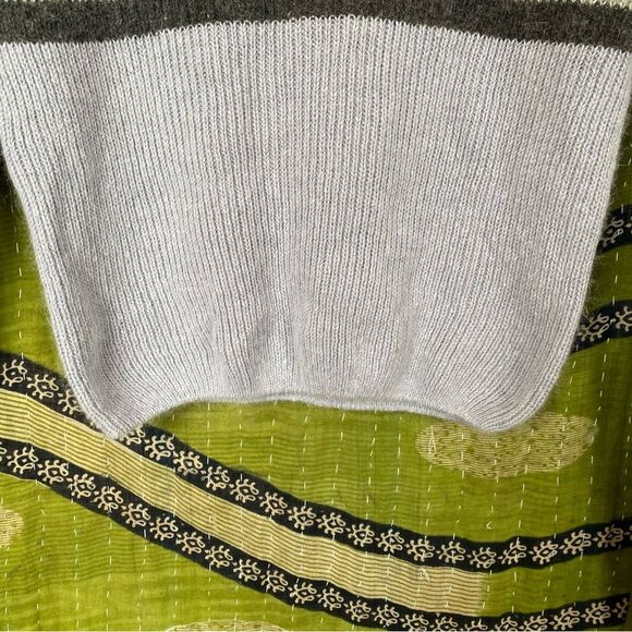 Vintage 90's Light Blue Spin Cropped Ramie Blend Stripped Sweater Size Medium - Picture 8 of 13